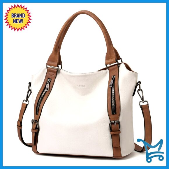 Large Vegan Leather Hobo Bag with Multiple Pockets Adjustable Strap